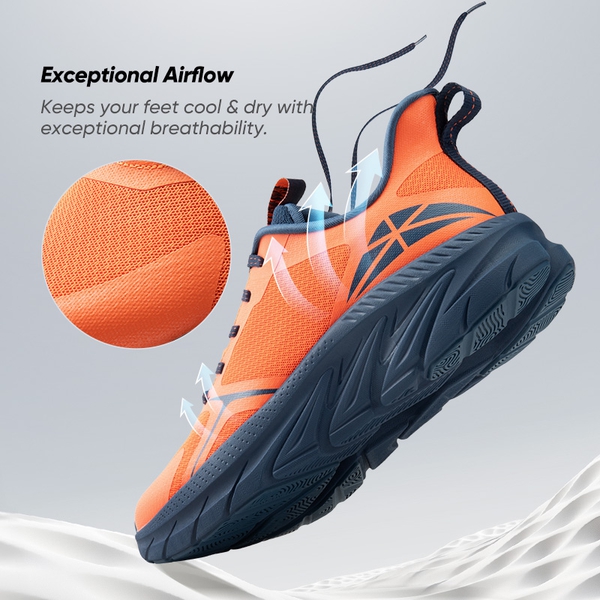 [Allswifit 1.0] Men's Comfortable Lifestyle Sneakers - ORANGE/NAVY BLUE - 3